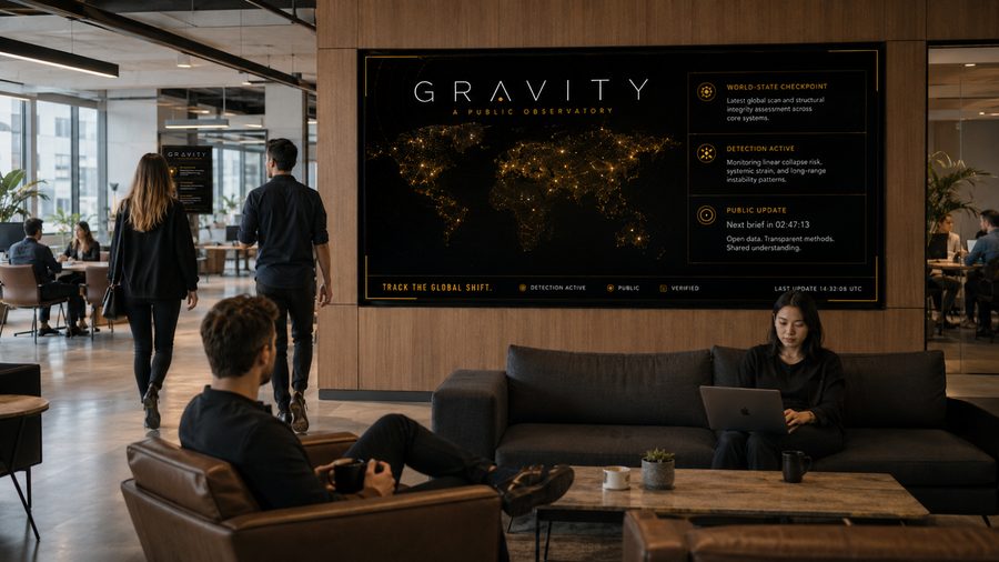 Gravity public display in a professional lounge